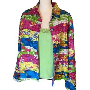 Vintage Artsy Multicolor Festival Cotton Jacket Size Medium